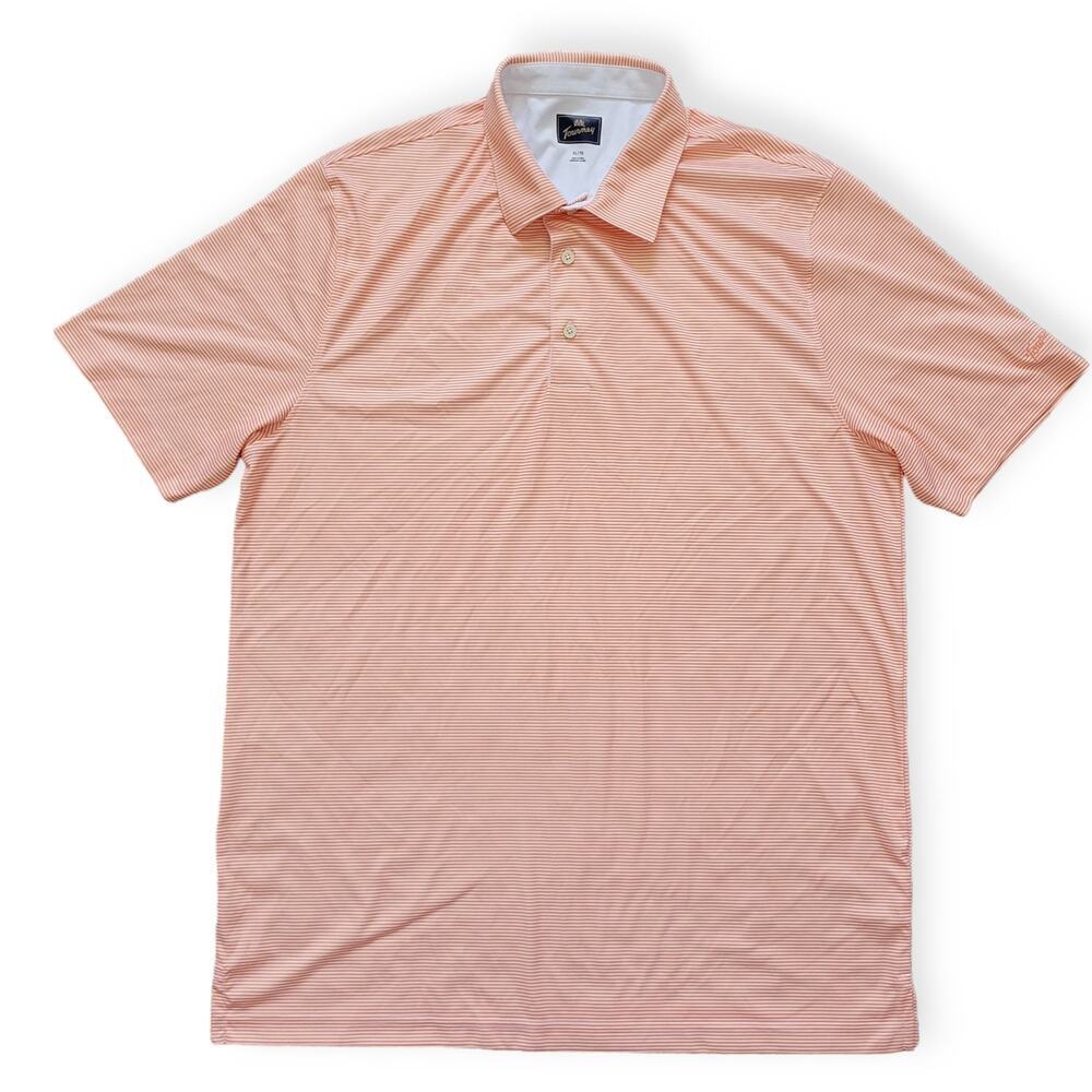 Tourney Gold Polo Short Sleeve Polo Peach Nectar Stripe Polo Men Sz XL